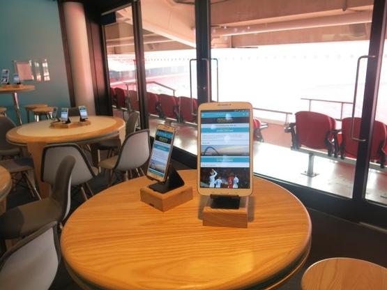 Ipads  and tablets built into Wembley Soccer Stadium box seats.